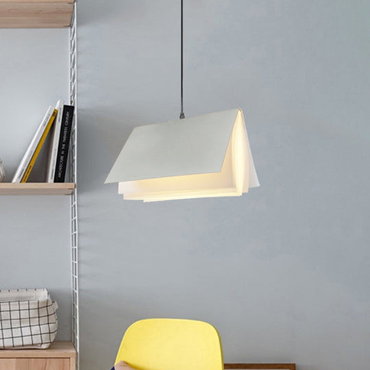 Cafe Pendant Lamp - Book Design Metal Construction Single-Bulb Macaron Ceiling Hang Light In