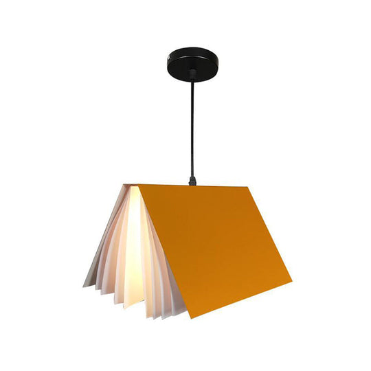 Cafe Pendant Lamp - Book Design Metal Construction Single-Bulb Macaron Ceiling Hang Light In