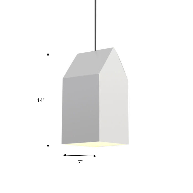Nordic White House Pendant Light - 1-Light Hanging Lamp Kit With Metal Shade
