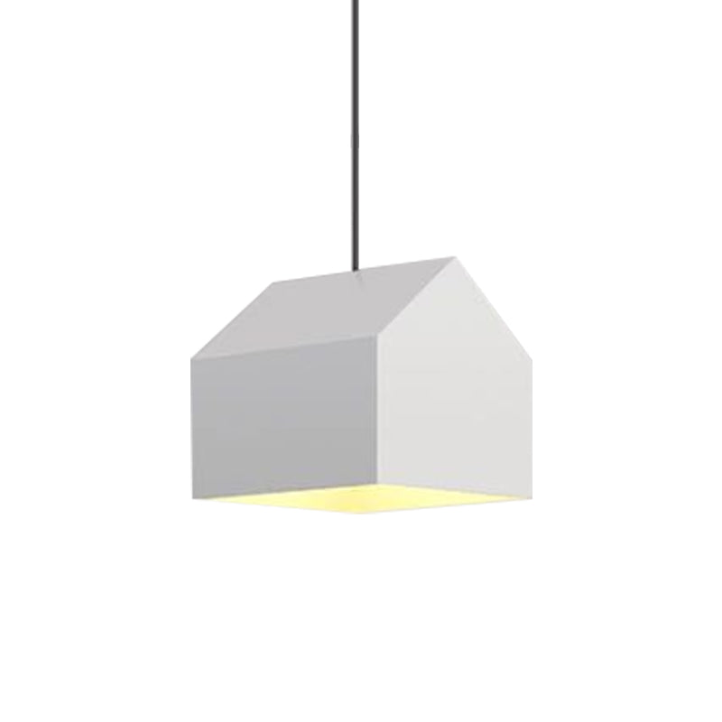Nordic White House Pendant Light - 1-Light Hanging Lamp Kit With Metal Shade