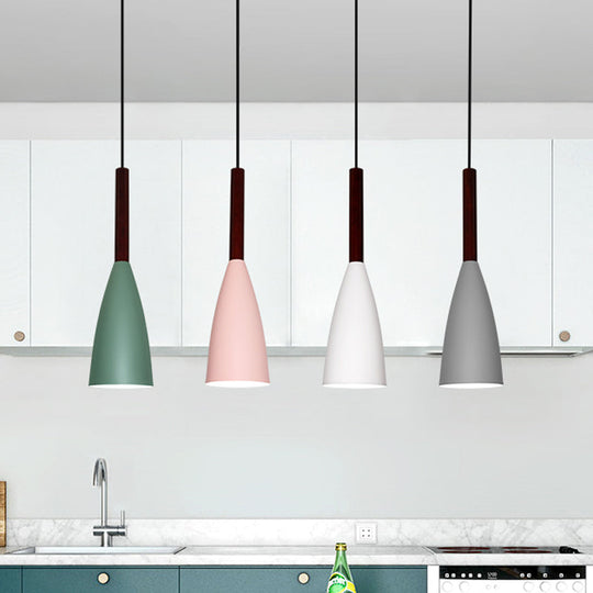 Modern Grey/White/Pink Tapered Pendant Light Fixture For Chic Table Decor
