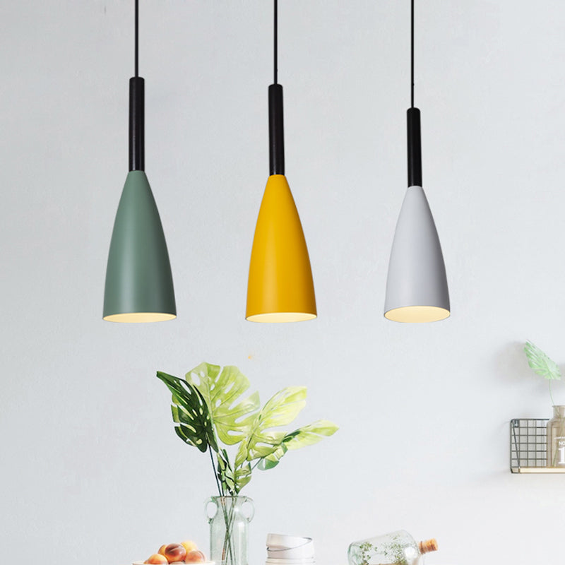 Modern Grey/White/Pink Tapered Pendant Light Fixture For Chic Table Decor