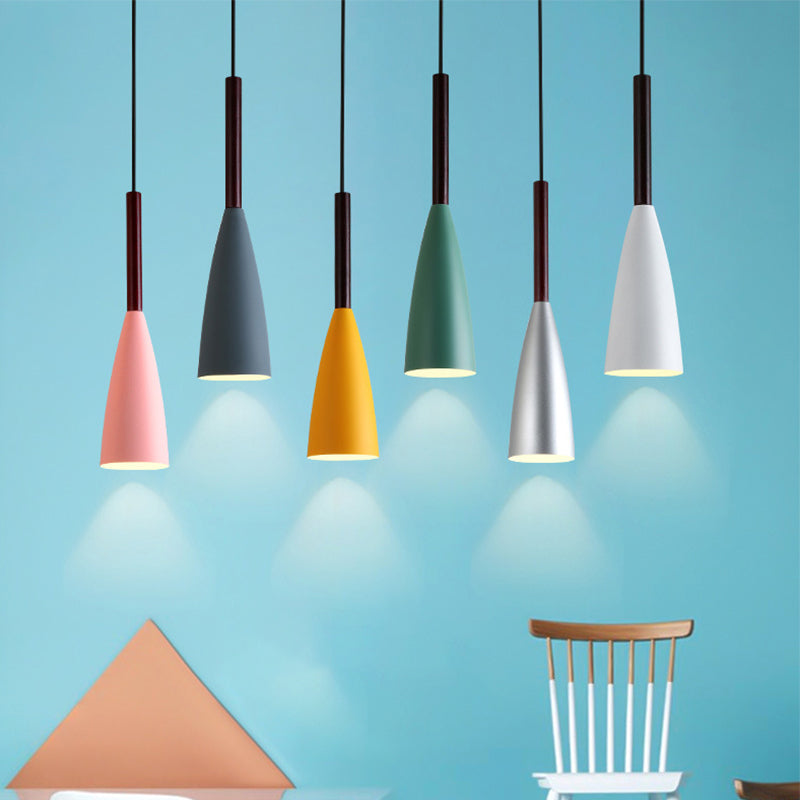 Modern Grey/White/Pink Tapered Pendant Light Fixture For Chic Table Decor