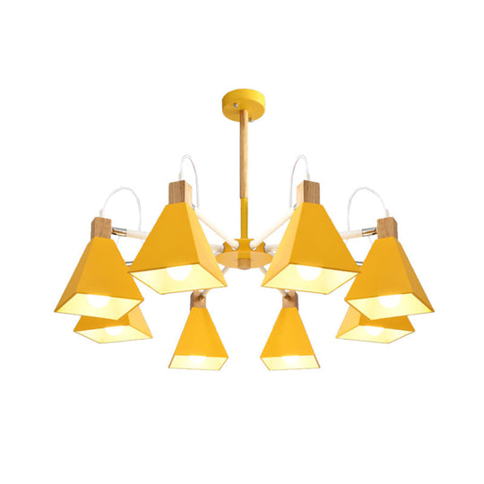 Modern Triangle Metal Pendant Light Fixture With 8 Hanging Lights For Living Room