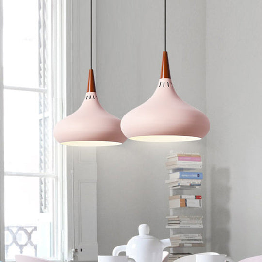 Mirella - Macaron Onion Pendant Lighting Fixture Macaron Aluminum Single Green/White/Gold Hanging Ceiling Light with Vented Socket