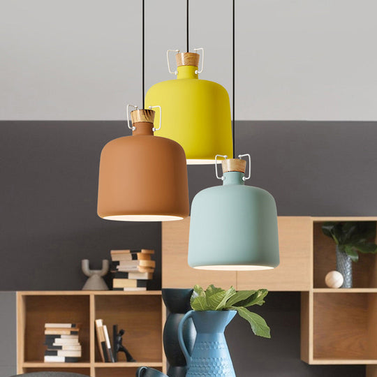 Blue/Gold/Brown Wine Jar Pendant Light With Cork Detailing