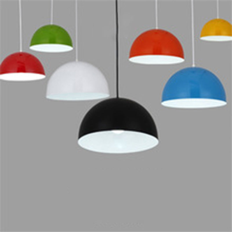 Macaron Aluminum Dome Pendant Light - Red/Blue/Black Commercial-Grade Ceiling Hang For Bedroom Black