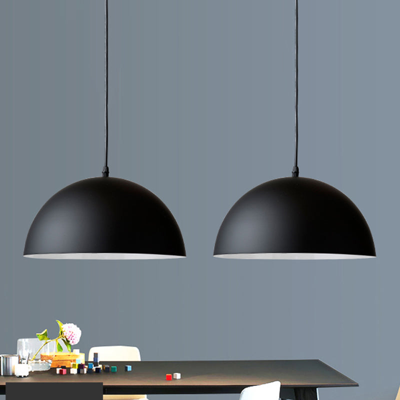 Macaron Aluminum Dome Pendant Light - Red/Blue/Black Commercial-Grade Ceiling Hang For Bedroom