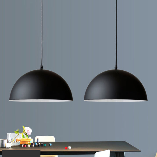 Macaron Aluminum Dome Pendant Light - Red/Blue/Black Commercial-Grade Ceiling Hang For Bedroom