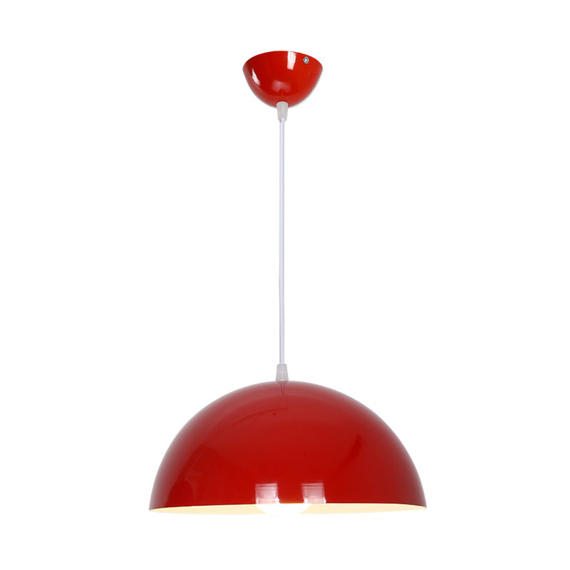 Macaron Aluminum Dome Pendant Light - Red/Blue/Black Commercial-Grade Ceiling Hang For Bedroom