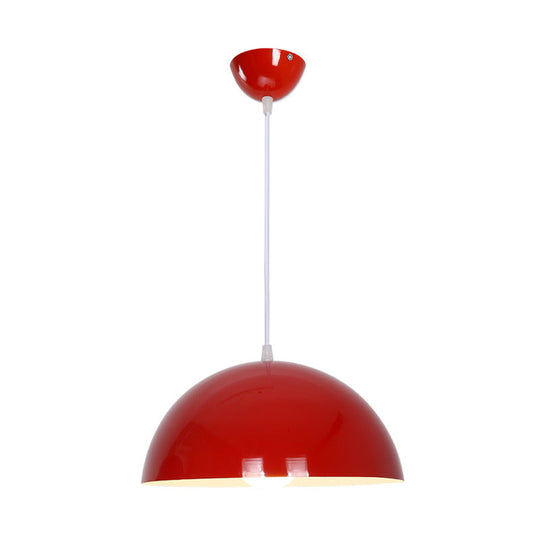 Macaron Aluminum Dome Pendant Light - Red/Blue/Black Commercial-Grade Ceiling Hang For Bedroom