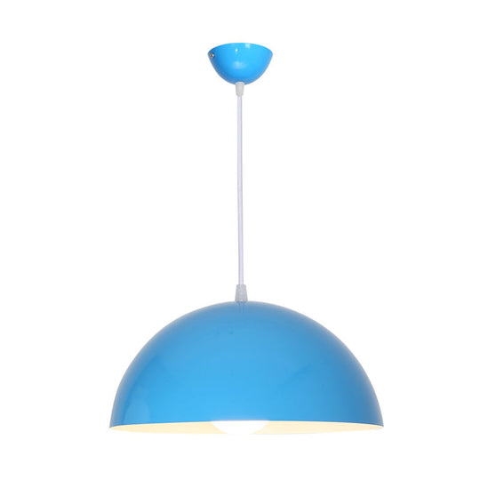 Macaron Aluminum Dome Pendant Light - Red/Blue/Black Commercial-Grade Ceiling Hang For Bedroom