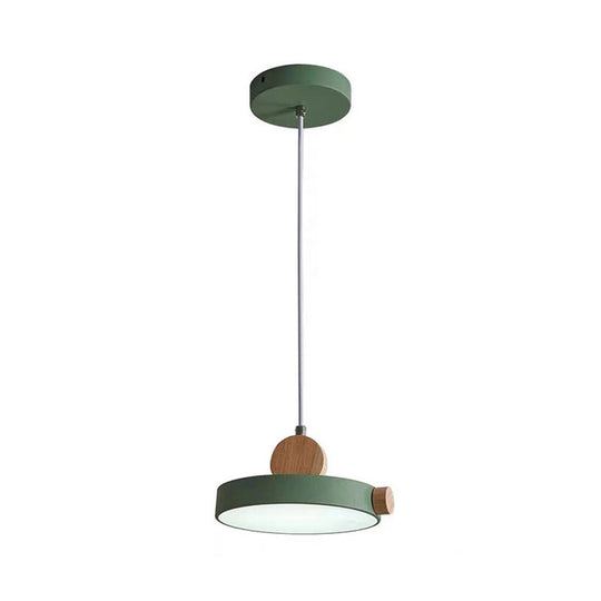 Modern Nordic Led Hanging Acrylic Lamp With Wood Accent In Grey/White/Green