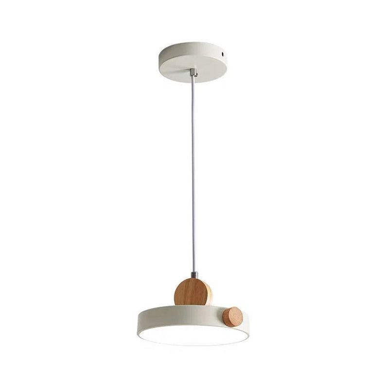 Modern Nordic Led Hanging Acrylic Lamp With Wood Accent In Grey/White/Green
