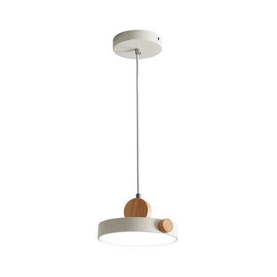 Modern Nordic Led Hanging Acrylic Lamp With Wood Accent In Grey/White/Green