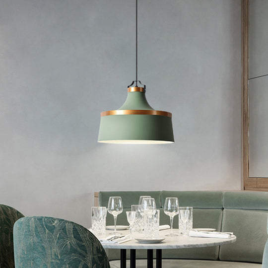 Nordic Style Aluminum Barn Pendant Light Kit In Black/Blue/Grey - Single-Bulb Hanging Ceiling