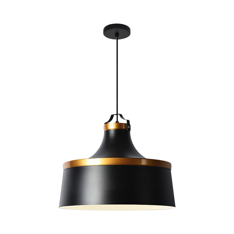 Nordic Style Aluminum Barn Pendant Light Kit In Black/Blue/Grey - Single-Bulb Hanging Ceiling