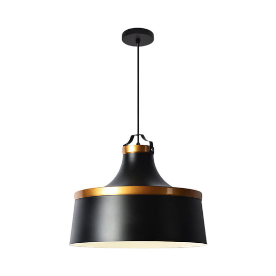 Nordic Style Aluminum Barn Pendant Light Kit In Black/Blue/Grey - Single-Bulb Hanging Ceiling