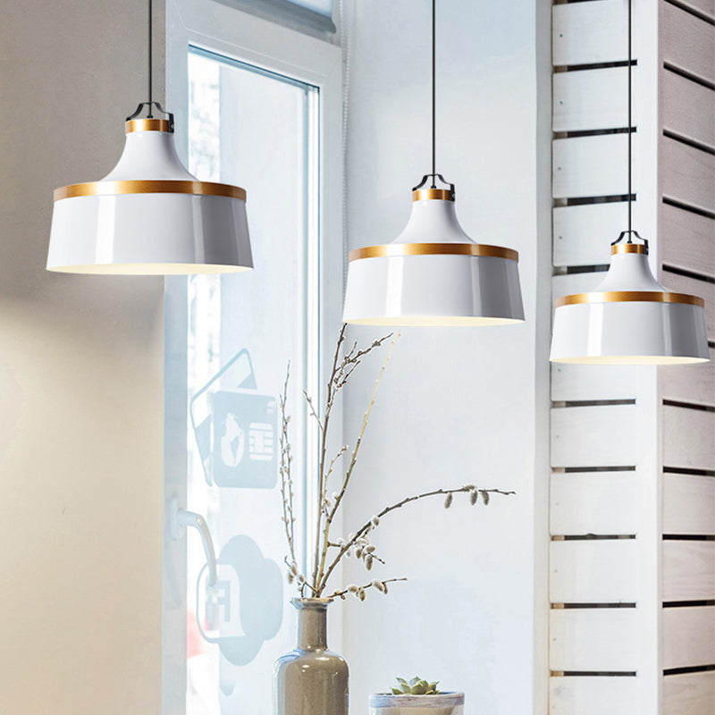 Nordic Style Aluminum Barn Pendant Light Kit In Black/Blue/Grey - Single-Bulb Hanging Ceiling