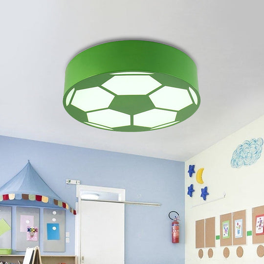 Kid's Bedroom Acrylic Flat Football Ceiling Mount Light - Sports Theme Ceiling Lamp