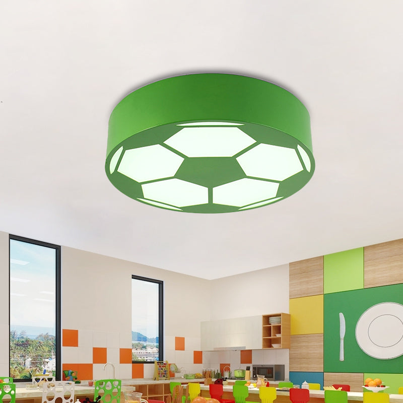 Kid's Bedroom Acrylic Flat Football Ceiling Mount Light - Sports Theme Ceiling Lamp