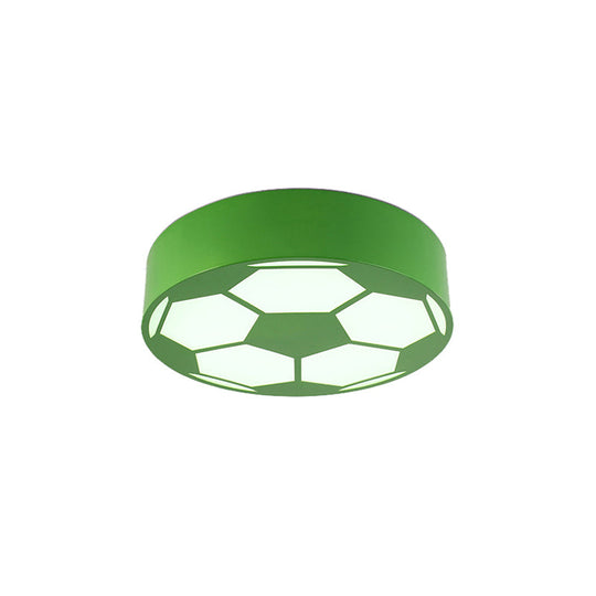 Kid's Bedroom Acrylic Flat Football Ceiling Mount Light - Sports Theme Ceiling Lamp