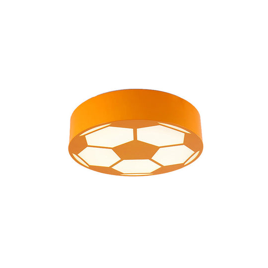 Kid's Bedroom Acrylic Flat Football Ceiling Mount Light - Sports Theme Ceiling Lamp
