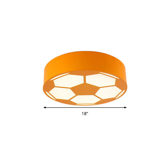 Kids Bedroom Acrylic Flat Football Ceiling Mount Light - Sports Theme Lamp