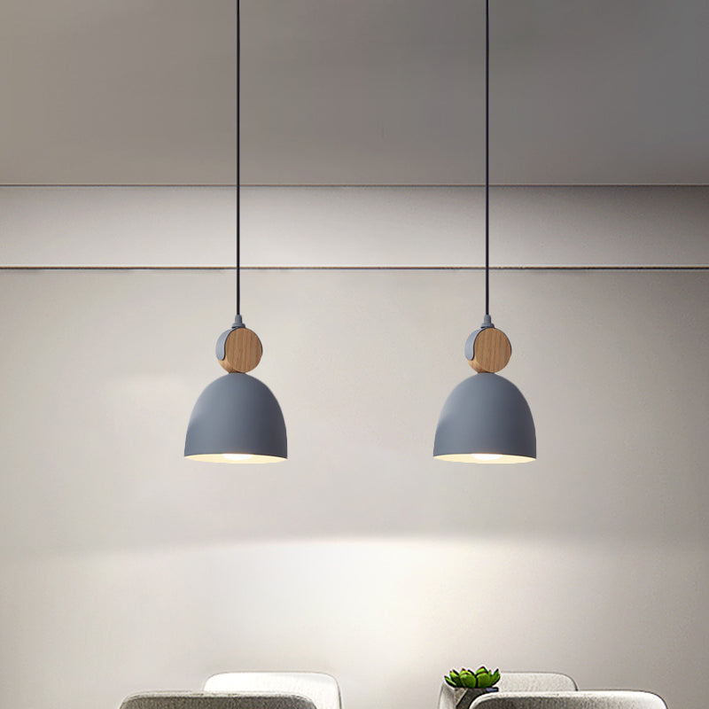 Iron Nordic Pendant Lamp With Oval/Cone/Dome Shade In Grey/White For Bedroom