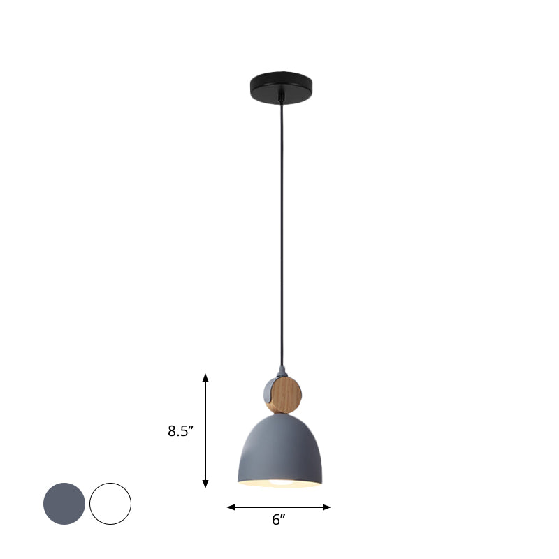 Iron Nordic Pendant Lamp With Oval/Cone/Dome Shade In Grey/White For Bedroom