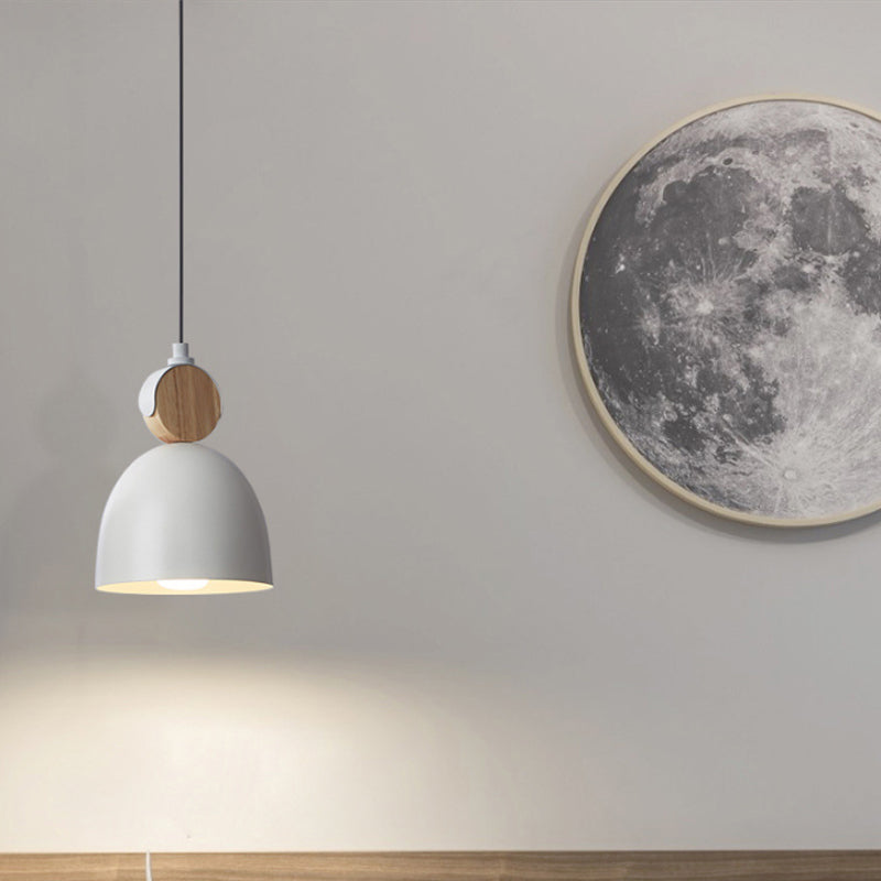 Iron Nordic Pendant Lamp With Oval/Cone/Dome Shade In Grey/White For Bedroom