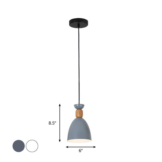 Iron Nordic Pendant Lamp With Oval/Cone/Dome Shade In Grey/White For Bedroom
