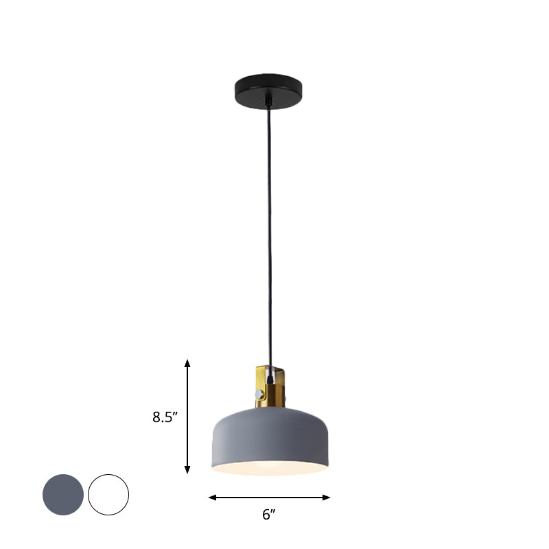Iron Nordic Pendant Lamp With Oval/Cone/Dome Shade In Grey/White For Bedroom