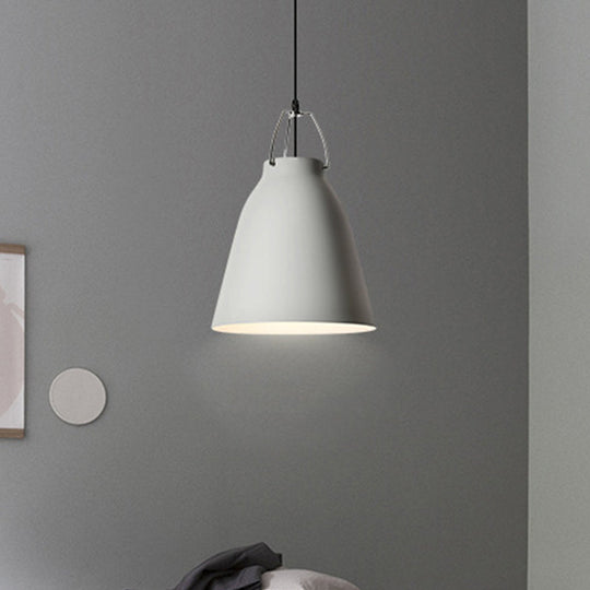 Macaron Black/Pink/Blue Restaurant Ceiling Hang Pendant Light - 1-Bulb With Aluminum Bell Shade