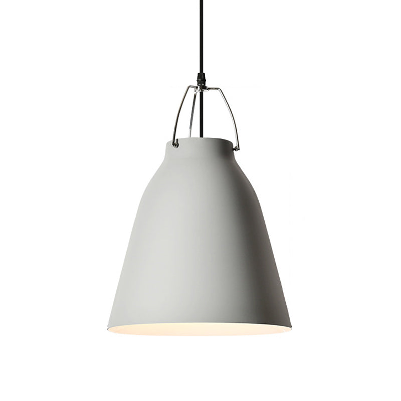 Macaron Black/Pink/Blue Restaurant Ceiling Hang Pendant Light - 1-Bulb With Aluminum Bell Shade