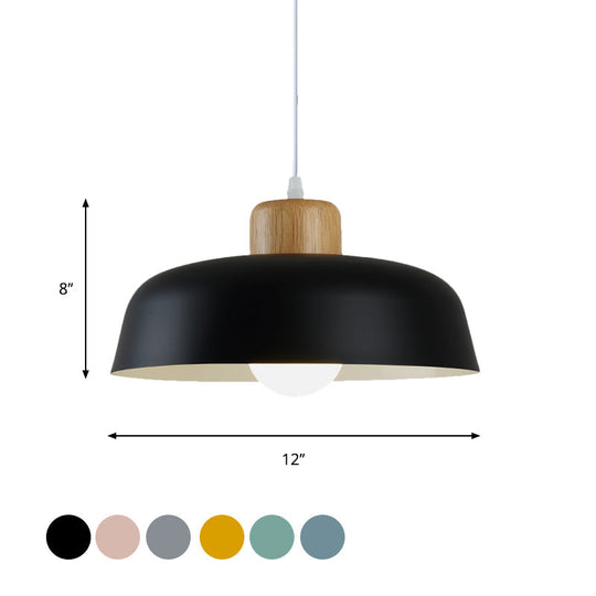 Bowl Shade Pendant Lamp - Metallic Macaron Hanging Light In Pink/Blue/Yellow