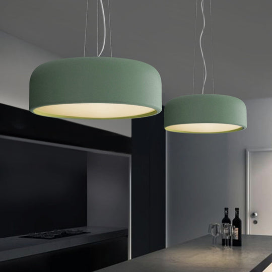 Macaron Single-Bulb Aluminum Pendant Lamp - Green/Textured White/Blue Hanging Ceiling Suspension For