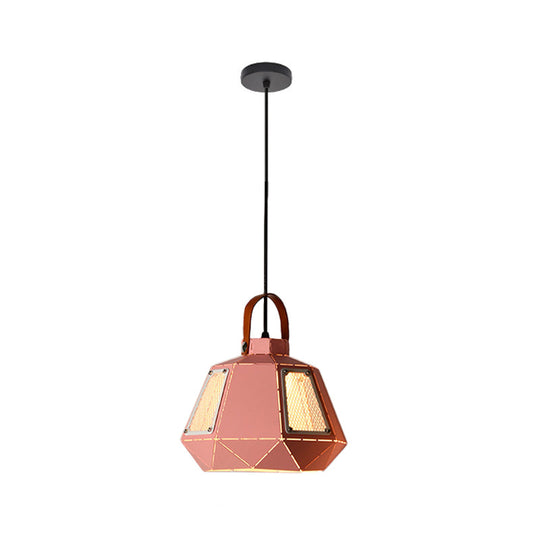 Iron Macaron Pendant Light Kit With 1 Head & Laser-Cut Design In Pink Yellow Or Blue
