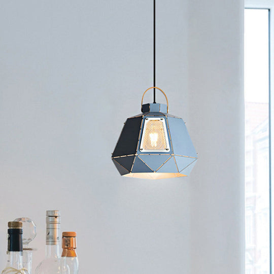 Iron Macaron Pendant Light Kit With 1 Head & Laser-Cut Design In Pink Yellow Or Blue