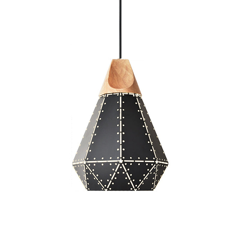 Diamond Iron Hanging Pendant Macaron Suspension Lamp With Laser Cut Design 1-Light Grey/White/Blue