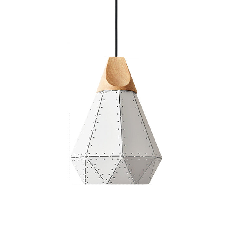 Diamond Iron Hanging Pendant Macaron Suspension Lamp With Laser Cut Design 1-Light Grey/White/Blue