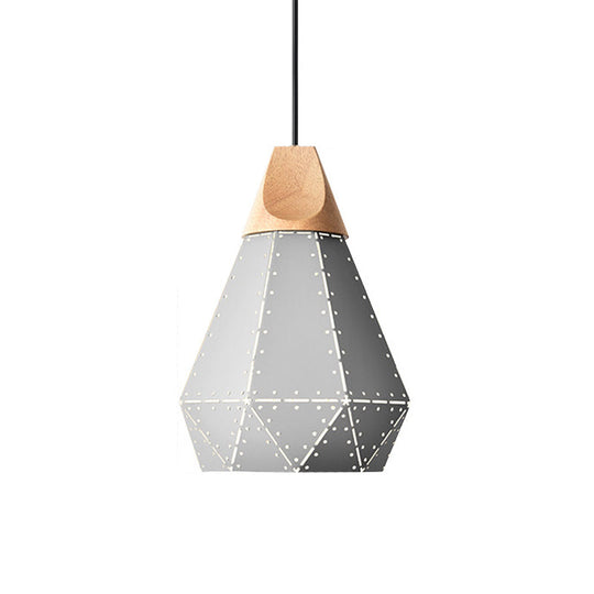 Diamond Iron Hanging Pendant Macaron Suspension Lamp With Laser Cut Design 1-Light Grey/White/Blue