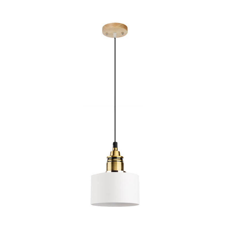 Dome/Cylinder/Cone Iron Hanging Light: Macaron Single White/Pink/Blue & Brass Ceiling Pendant For