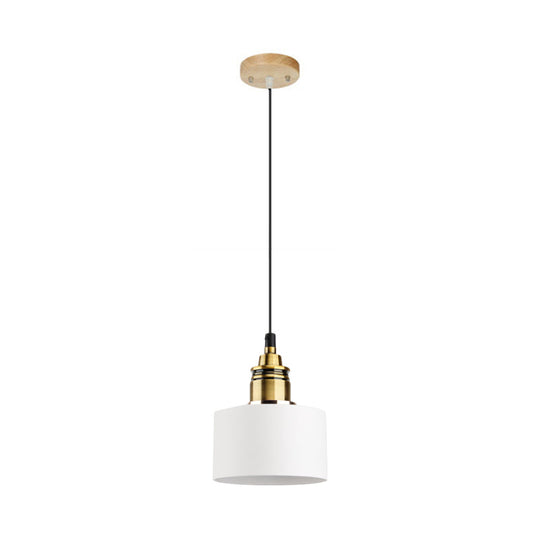 Dome/Cylinder/Cone Iron Hanging Light: Macaron Single White/Pink/Blue & Brass Ceiling Pendant For
