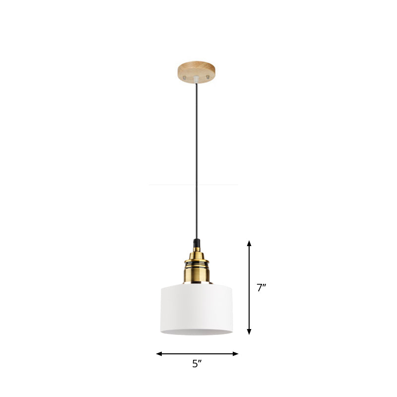 Dome/Cylinder/Cone Iron Hanging Light: Macaron Single White/Pink/Blue & Brass Ceiling Pendant For