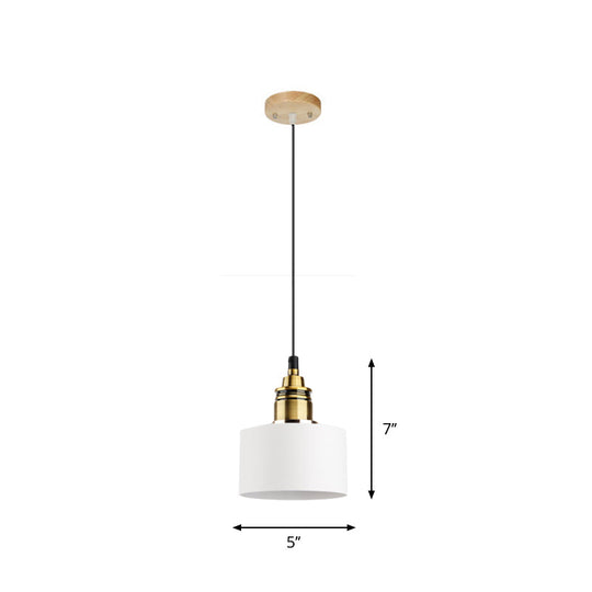 Dome/Cylinder/Cone Iron Hanging Light: Macaron Single White/Pink/Blue & Brass Ceiling Pendant For