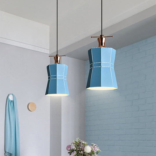 Macaron Metal Pendant Hanging Light Fixture - Laser-Cut Teardrop/Lantern/Curved Design 1