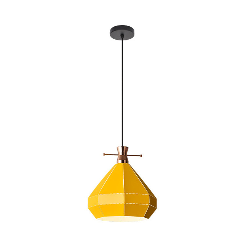 Macaron Metal Pendant Hanging Light Fixture - Laser-Cut Teardrop/Lantern/Curved Design 1