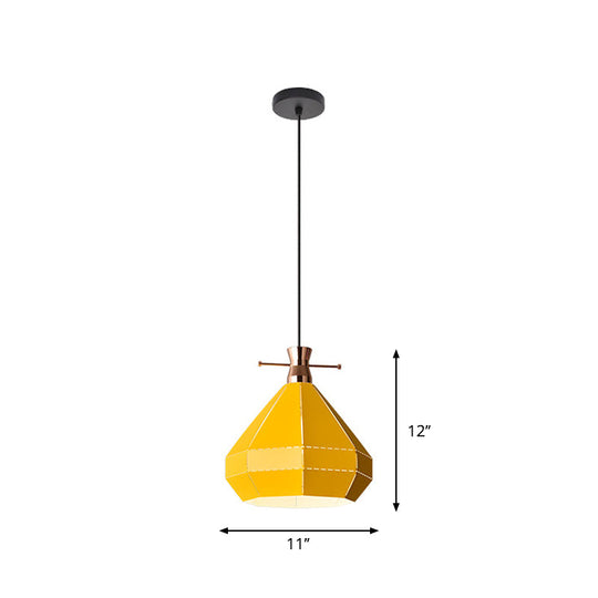 Macaron Metal Pendant Hanging Light Fixture - Laser-Cut Teardrop/Lantern/Curved Design 1