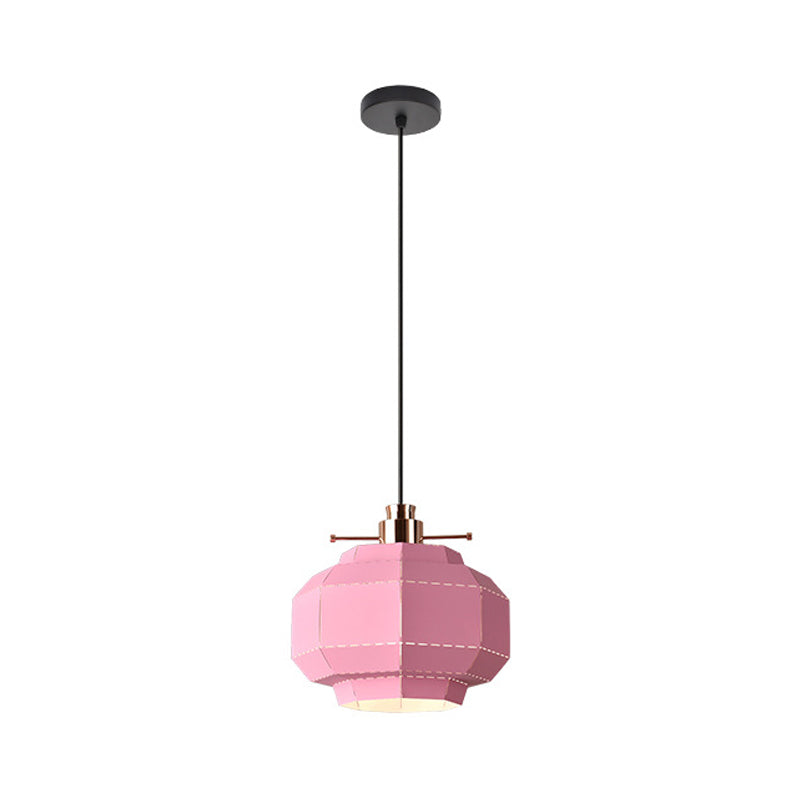 Macaron Metal Pendant Hanging Light Fixture - Laser-Cut Teardrop/Lantern/Curved Design 1